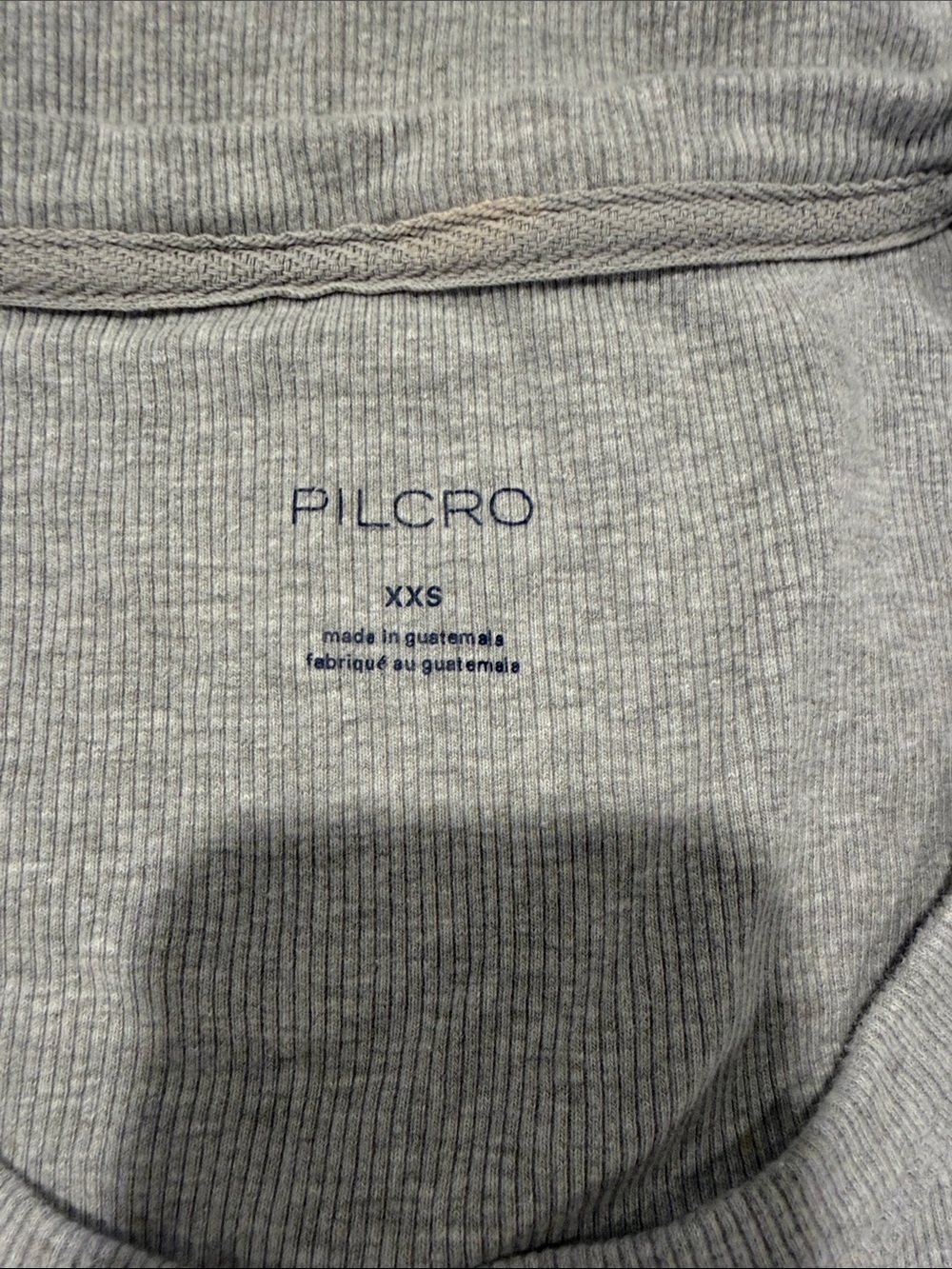 Pilcro Women's Light Grey Ribbed Short Sleeve Tee